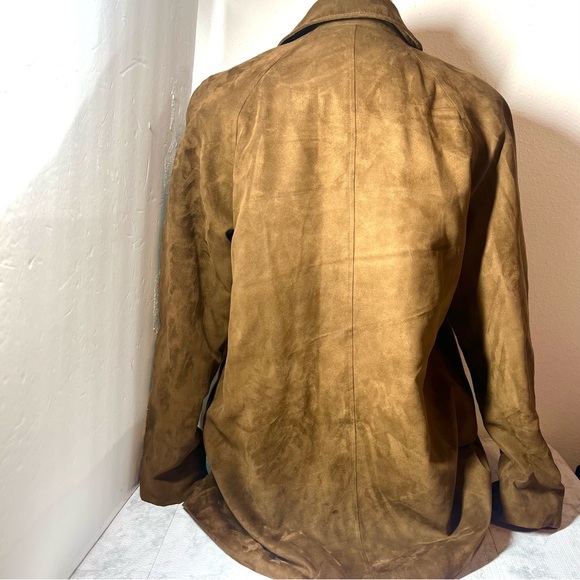 Women's London Fog Suede Jacket- Orange Quilted Lining. Size Medium - Picture 2 of 15